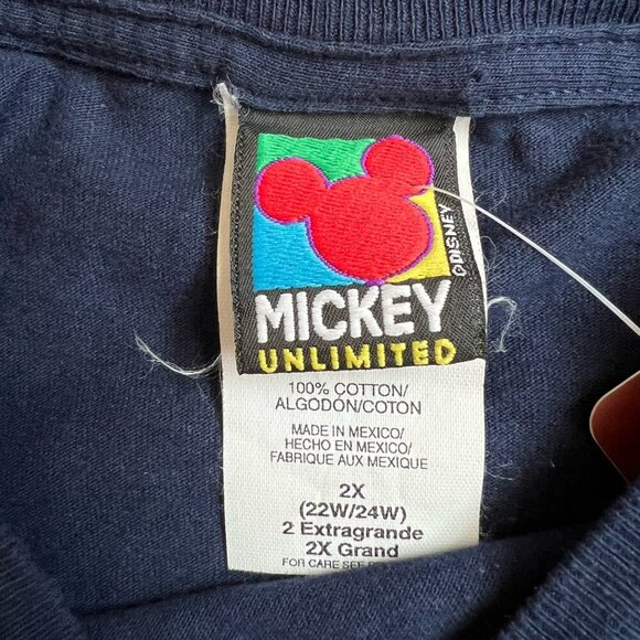 Vtg 90s Mickey Mouse Mickey Unlimited Graphic T-Shirt Navy Blue Disney Size 2XL - Picture 3 of 4